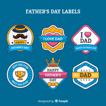 Flat father's day badge collection Free Vector Flat father's day badge collection Free Vector