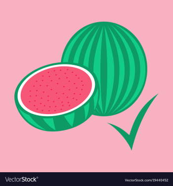 Flat fresh and juicy whole watermelons and slices vector image