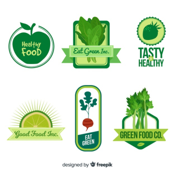 Flat healthy food logos Flat healthy food logos