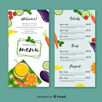 Flat healthy menu template Flat healthy menu template