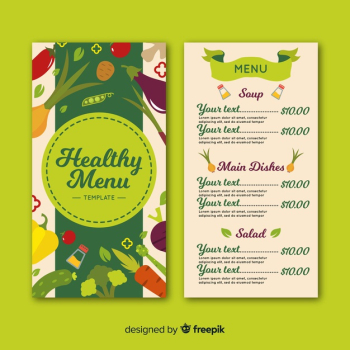 Flat healthy menu template Free Vector Flat healthy menu template Free Vector