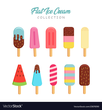 Flat ice cream collection vector image Flat ice cream collection vector image