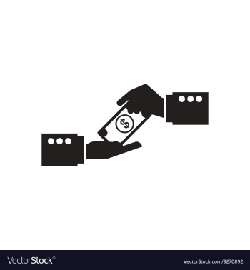 Flat icon black and white money in hand vector image