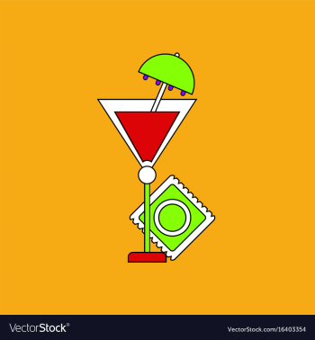 Flat icon design collection condom and cocktail vector image