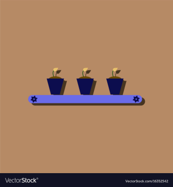 Flat icon design collection flowerpots on shelf vector image Flat icon design collection flowerpots on shelf vector image