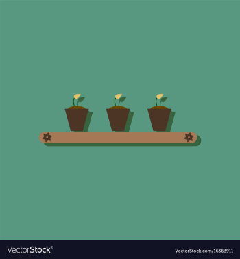 Flat icon design collection flowerpots on shelf vector image Flat icon design collection flowerpots on shelf vector image