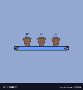 Flat icon design collection flowerpots on shelf vector image Flat icon design collection flowerpots on shelf vector image