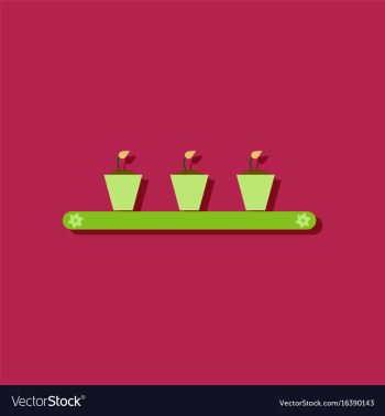 Flat icon design collection flowerpots on shelf vector image Flat icon design collection flowerpots on shelf vector image