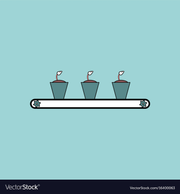 Flat icon design collection flowerpots on shelf vector image Flat icon design collection flowerpots on shelf vector image