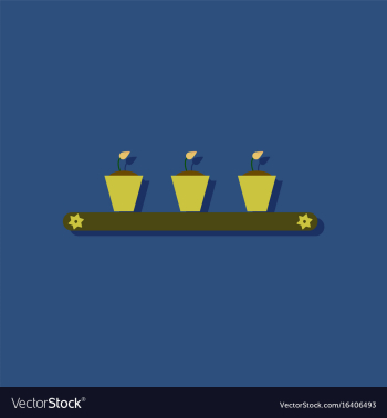 Flat icon design collection flowerpots on shelf vector image Flat icon design collection flowerpots on shelf vector image
