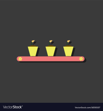 Flat icon design collection flowerpots on shelf vector image Flat icon design collection flowerpots on shelf vector image