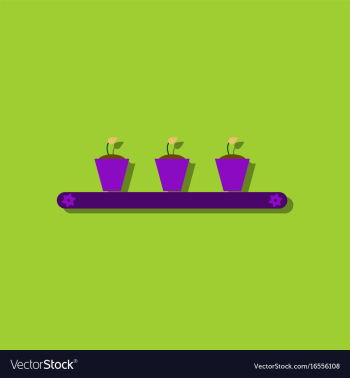 Flat icon design collection flowerpots on shelf vector image Flat icon design collection flowerpots on shelf vector image