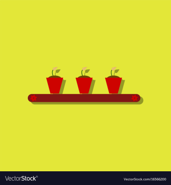 Flat icon design collection flowerpots on shelf vector image Flat icon design collection flowerpots on shelf vector image