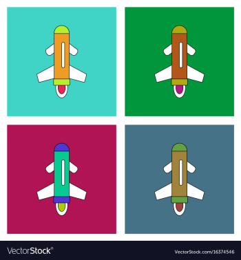 Flat icon design collection flying rocket vector image Flat icon design collection flying rocket vector image