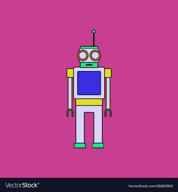 Flat icon design collection robot toy with antenna vector image Flat icon design collection robot toy with antenna vector image