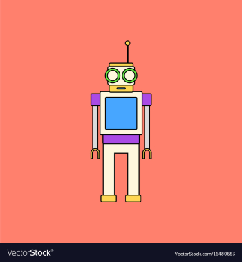 Flat icon design collection robot toy with antenna vector image Flat icon design collection robot toy with antenna vector image