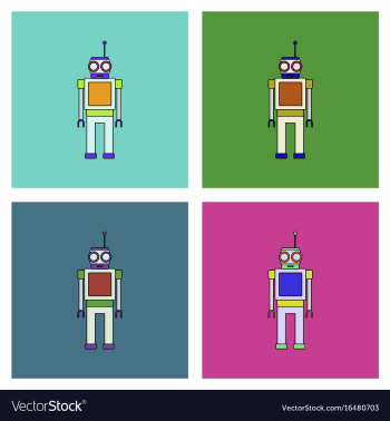 Flat icon design collection robot toy with antenna vector image Flat icon design collection robot toy with antenna vector image