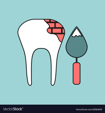 Flat icon design collection tooth with tool vector image Flat icon design collection tooth with tool vector image