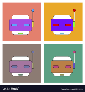 Flat icon design collection toy robot face vector image Flat icon design collection toy robot face vector image