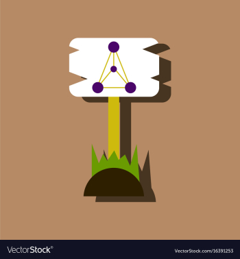 Flat icon design molecules on wooden plaque in vector image Flat icon design molecules on wooden plaque in vector image