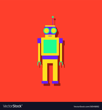 Flat icon design robot toy with antenna in vector image Flat icon design robot toy with antenna in vector image