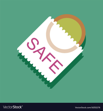 Flat icon design safe condom in sticker style vector image