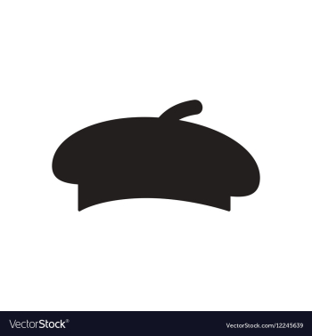 Flat icon in black and white beret vector image