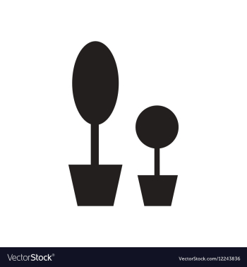 Flat icon in black and white flowerpots vector image Flat icon in black and white flowerpots vector image