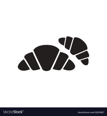 Flat icon in black and white French croissants vector image Flat icon in black and white French croissants vector image
