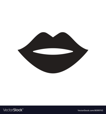 Flat icon in black and white lips vector image Flat icon in black and white lips vector image