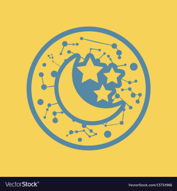 Flat icon moon and stars vector image Flat icon moon and stars vector image