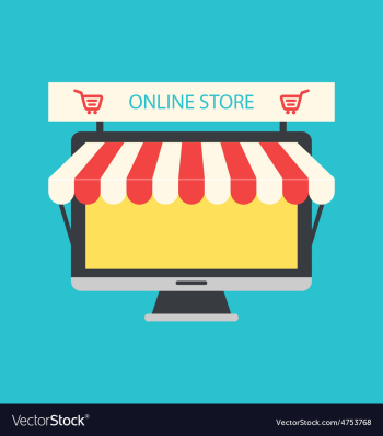 Flat Icon of Computer PC as Showcase of Shop vector image Flat Icon of Computer PC as Showcase of Shop vector image