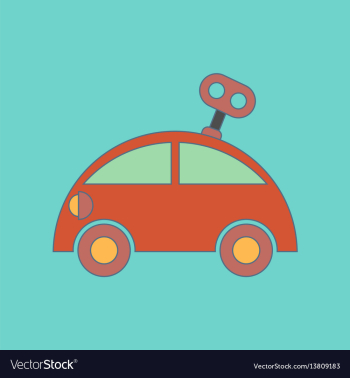 Flat icon on background kids toy car with key vector image Flat icon on background kids toy car with key vector image