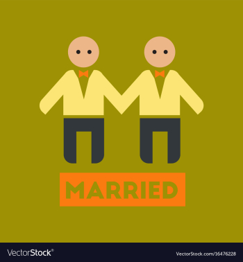 Flat icon on stylish background gay newlyweds vector image Flat icon on stylish background gay newlyweds vector image