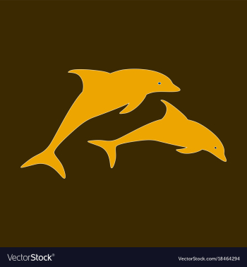 Flat icon on theme save whales a pair of dolphins vector image