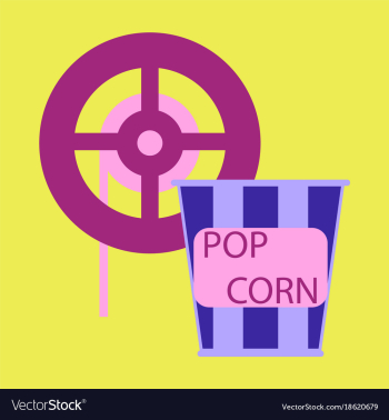 Flat icon popcorn cinema vector image