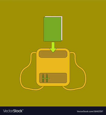 Flat icon thin lines school bag vector image Flat icon thin lines school bag vector image