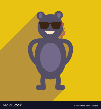 Flat icon with long shadow bear cartoon vector image Flat icon with long shadow bear cartoon vector image
