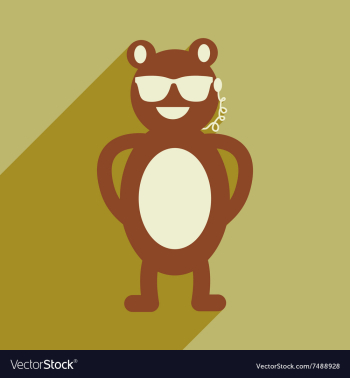 Flat icon with long shadow bear cartoon vector image Flat icon with long shadow bear cartoon vector image