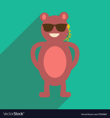 Flat icon with long shadow bear cartoon vector image Flat icon with long shadow bear cartoon vector image