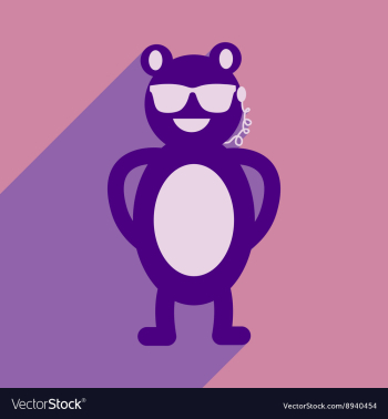 Flat icon with long shadow bear cartoon vector image Flat icon with long shadow bear cartoon vector image