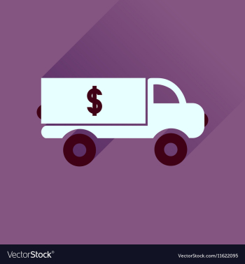 Flat icon with long shadow car transportation vector image Flat icon with long shadow car transportation vector image