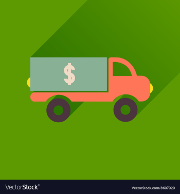 Flat icon with long shadow car transportation vector image Flat icon with long shadow car transportation vector image