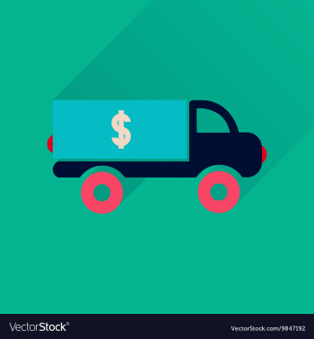 Flat icon with long shadow car transportation vector image Flat icon with long shadow car transportation vector image