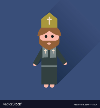 Flat icon with long shadow Christian priest vector image