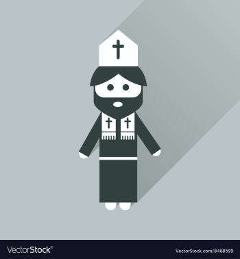 Flat icon with long shadow Christian priest vector image