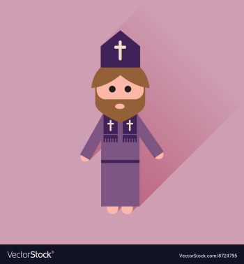 Flat icon with long shadow Christian priest vector image