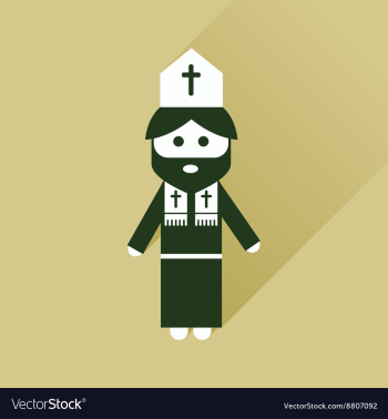Flat icon with long shadow Christian priest vector image