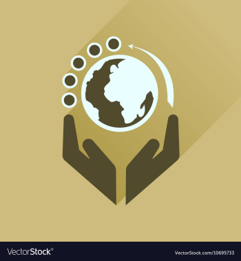 Flat icon with long shadow Earth hands vector image Flat icon with long shadow Earth hands vector image