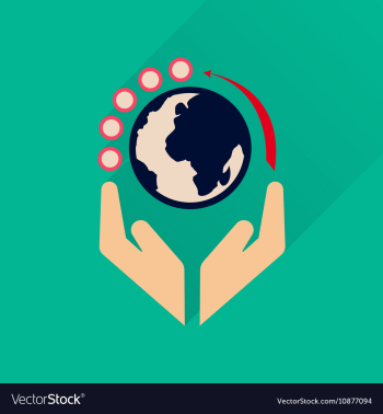 Flat icon with long shadow Earth hands vector image Flat icon with long shadow Earth hands vector image